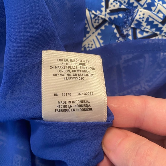 Anthropologie Maeve Blue Patterned Dress Size Small - Picture 6 of 8